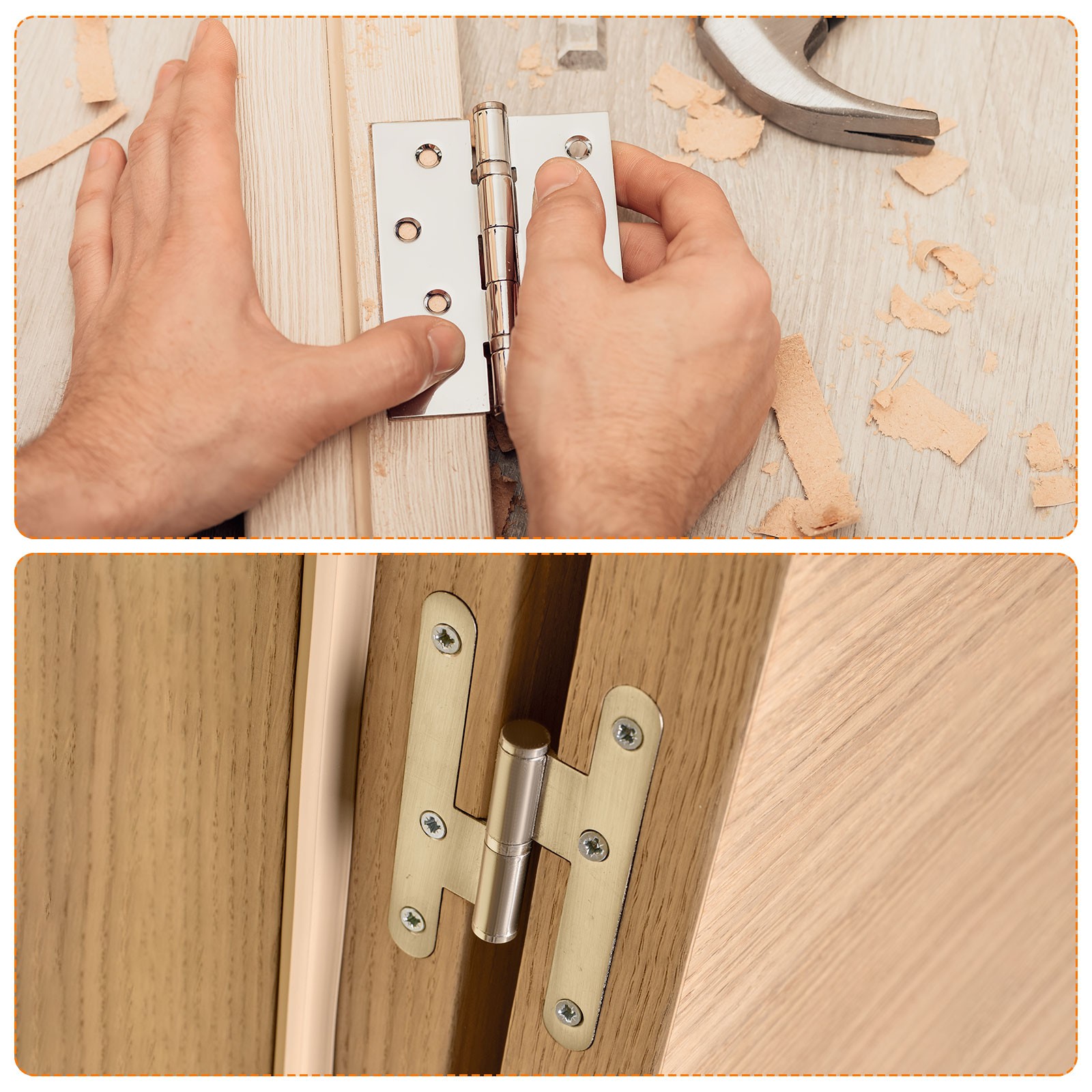 2Pcs 2.9 x 0.91 Inch Door Hinge Solid Brass Hinge with Mounting Screws, Bronze