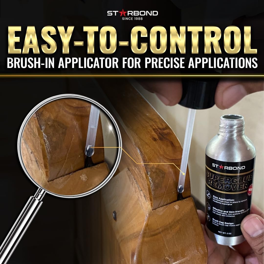 2 oz. Super Glue Remover – Dissolves Adhesive – CA Glue Debonder with Easy Br...