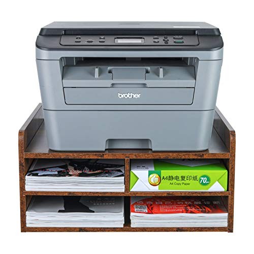 3 Tier Desktop Printer Stand with Storage, Paper Storage Model 2 Antique Brown