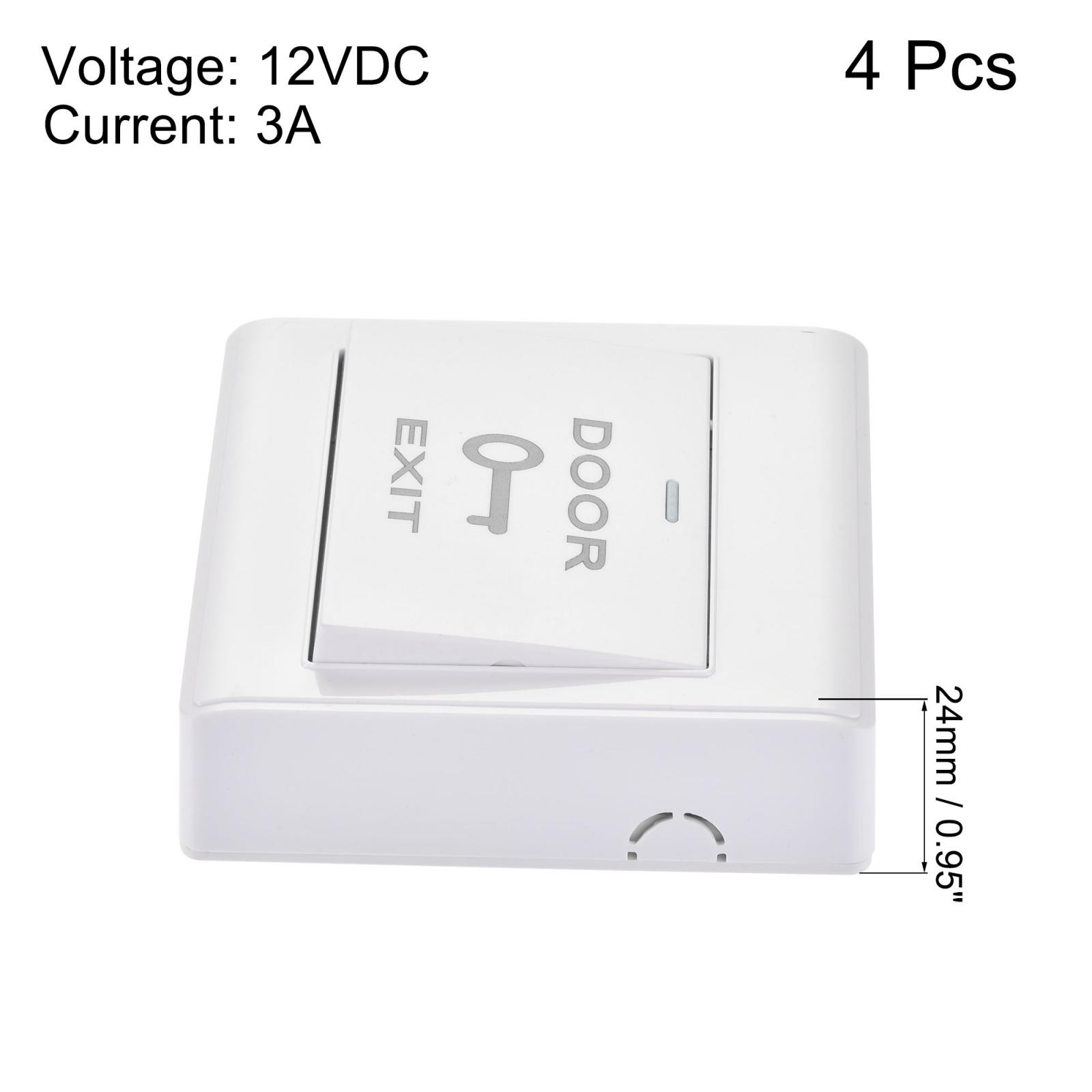 4 Pcs Push to Exit Button Release Switch PC Panel 86mmx86mm 12V 3A White