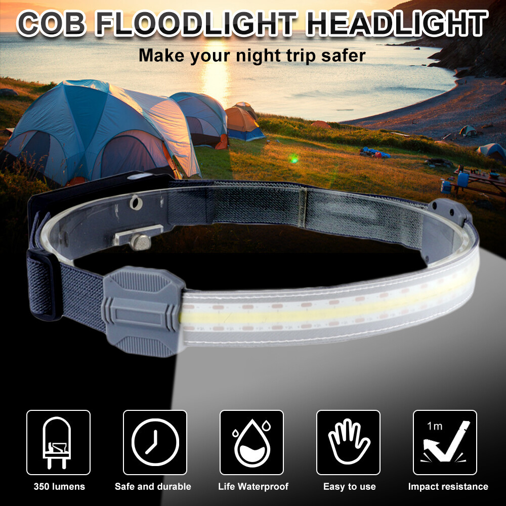 COB+LED Headlamp Headlight Torch Flashlight Work Light Bar Head Band Lamp 3 Mode