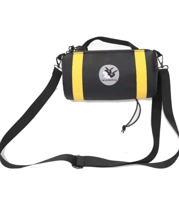 New Twin Donkey Bike Handlebar Bag Yellow & Black Waterproof, Reflective Straps