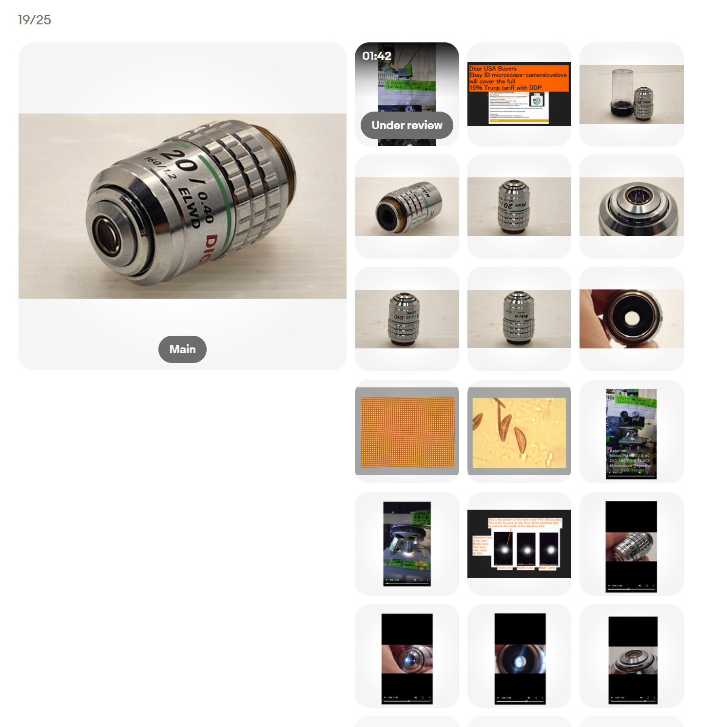 Exce Nikon Plan 20 / 0.40 DIC 160 / 1.2 ELWD Microscope Objective Lens RMS 35021