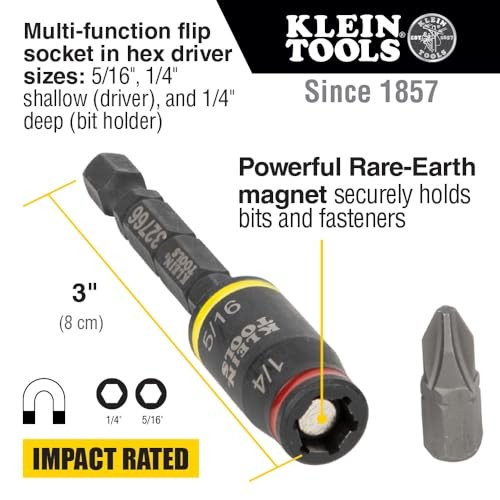 Impact Driver 3-in-1 Klein SAE Flip Socket