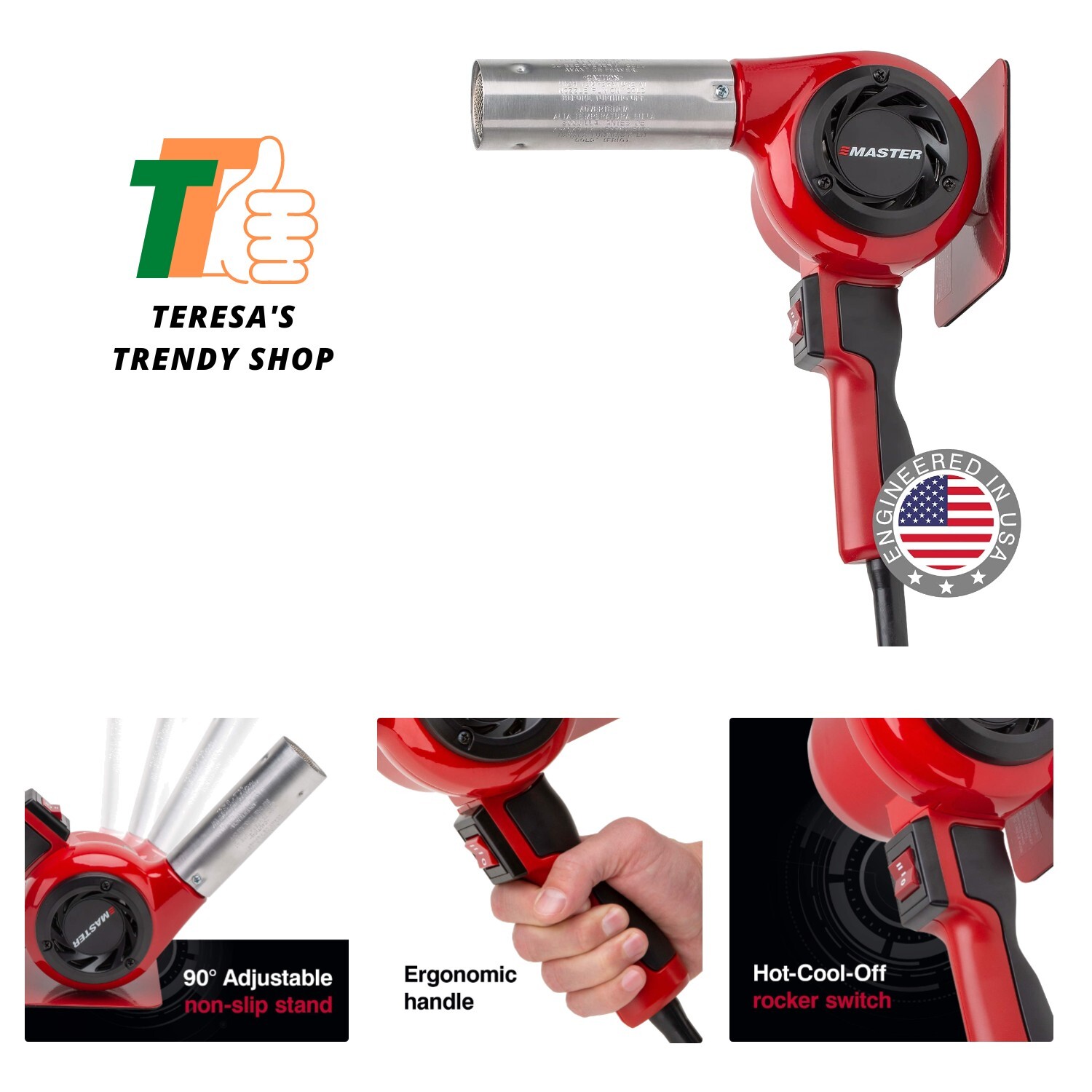 Industrial Heat Gun, Quick Change Plug-In Heating Element, 1200F, 120V, 1740W...