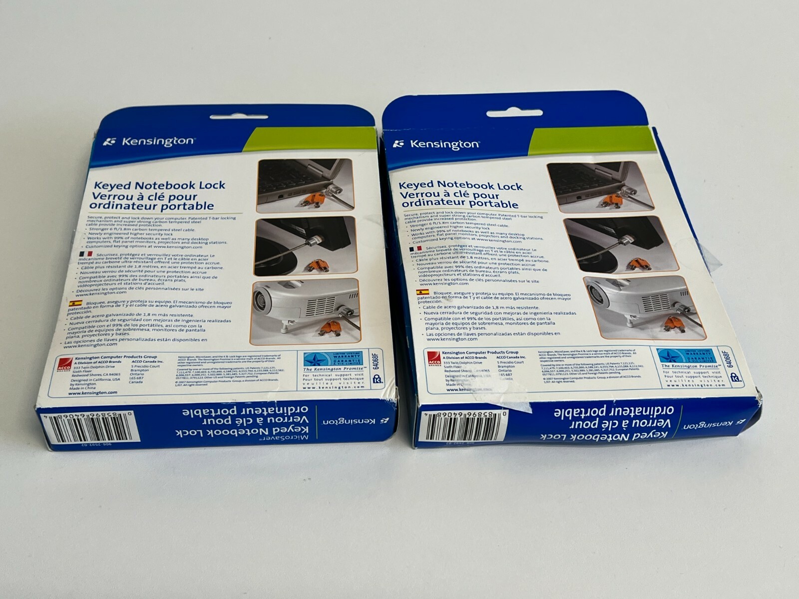 PP12: 2x Kensington MicroSaver Notebook Security Cable W Key Lock #906-2592-02