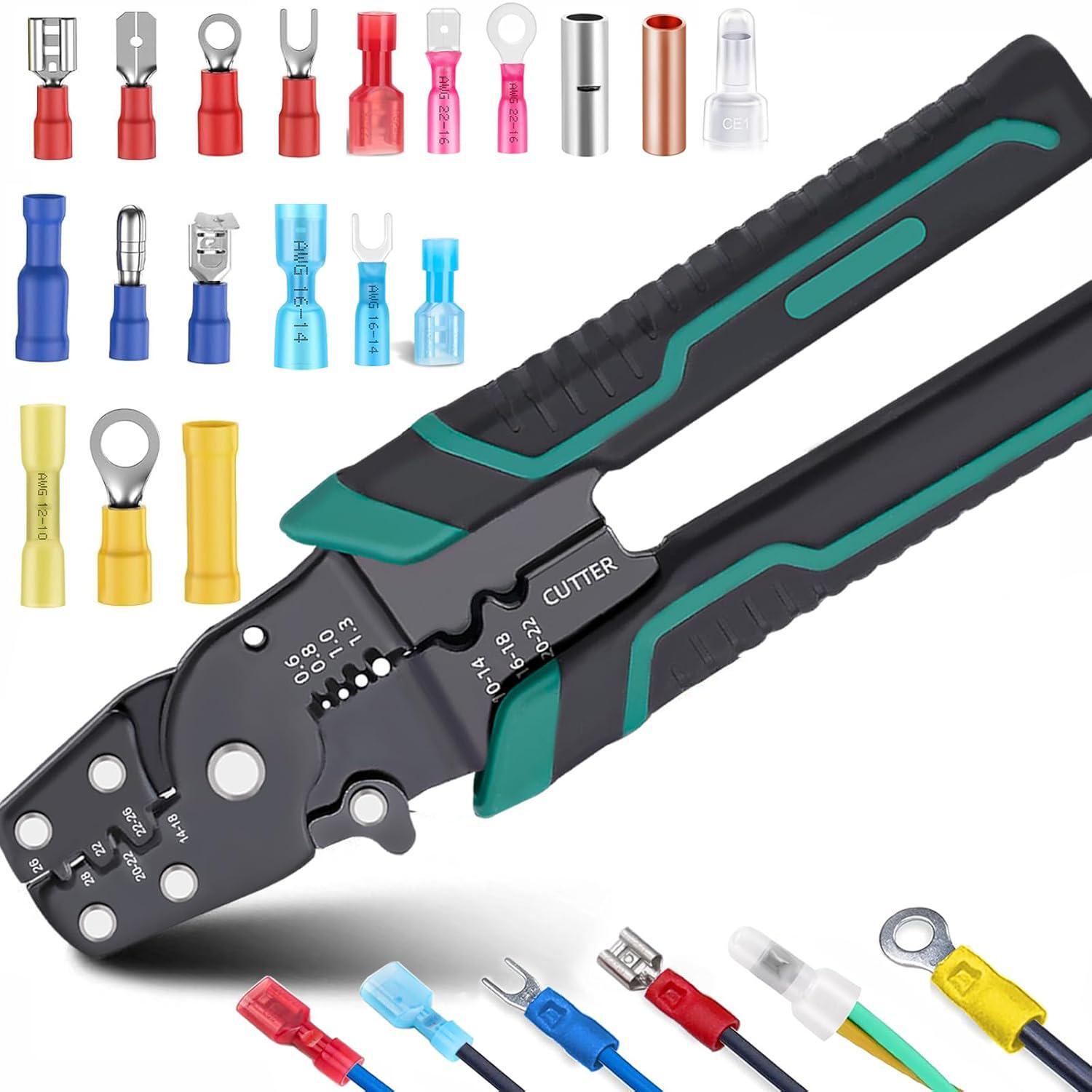 smseace Green Wire Crimping tool Wire crimper,stripper and cutterfor insulated/B