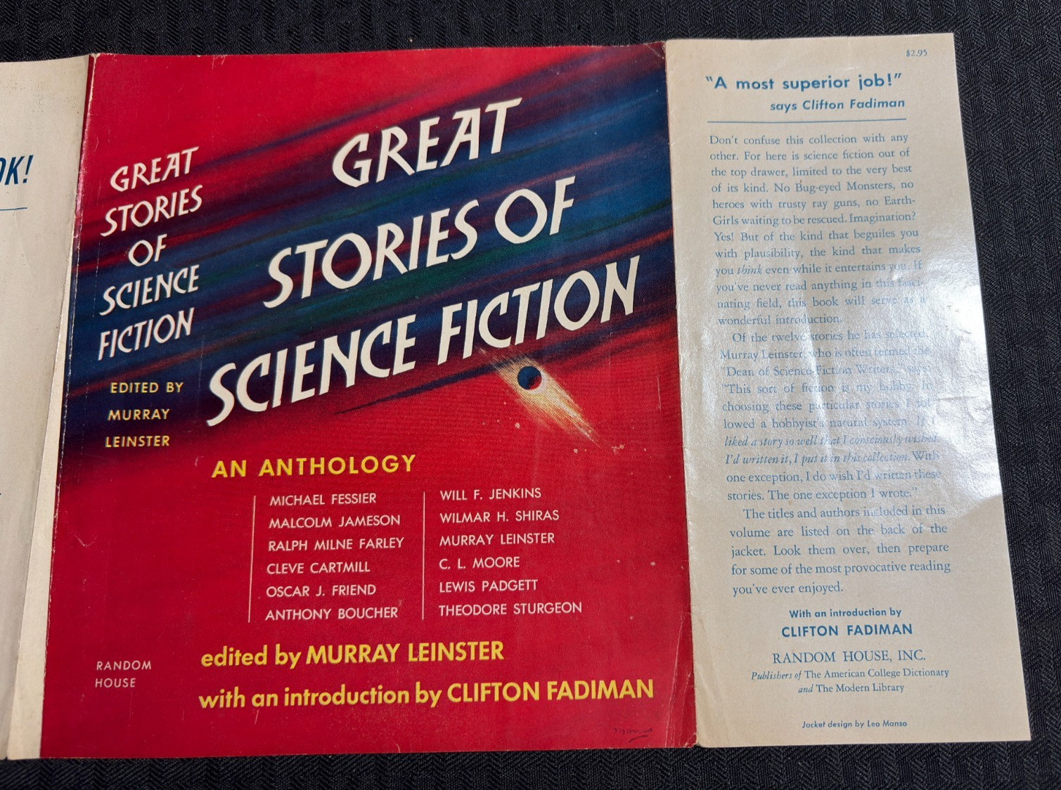 1951 GREAT STORIES OF SCIENCE FICTION Anthology VG 4.0 JACKET ONLY Random House