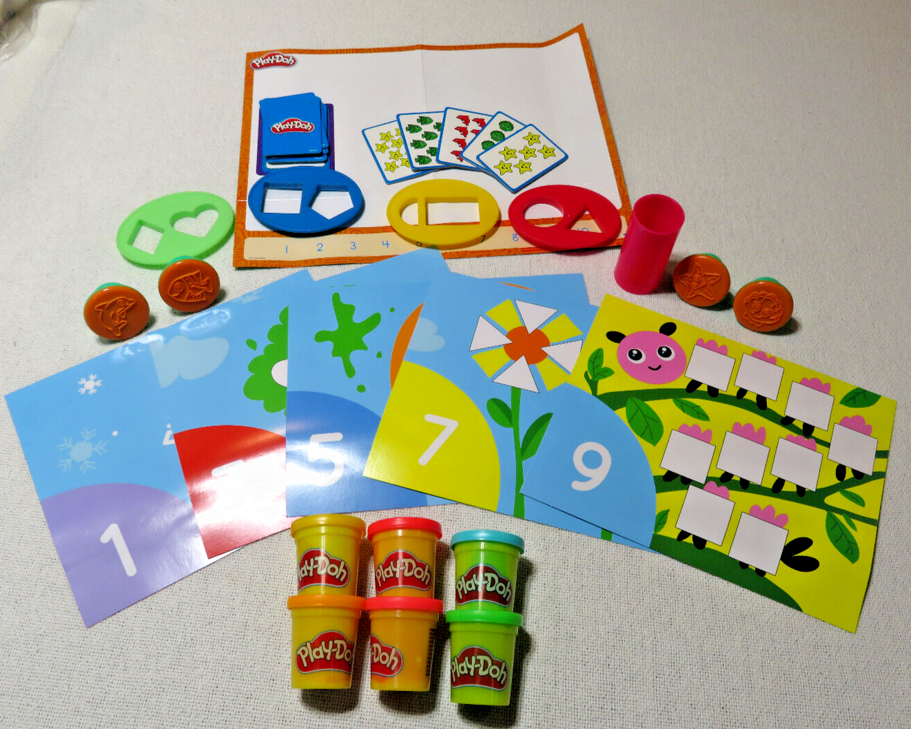 Play-Doh Create Learn Shape /Count Numbers & Colors Playset Playmats Flashcards