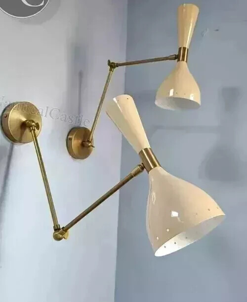 Metal Wall Sconce Mid Century 1950'Italian Light Brass Beautifull Stilnovo Lamp