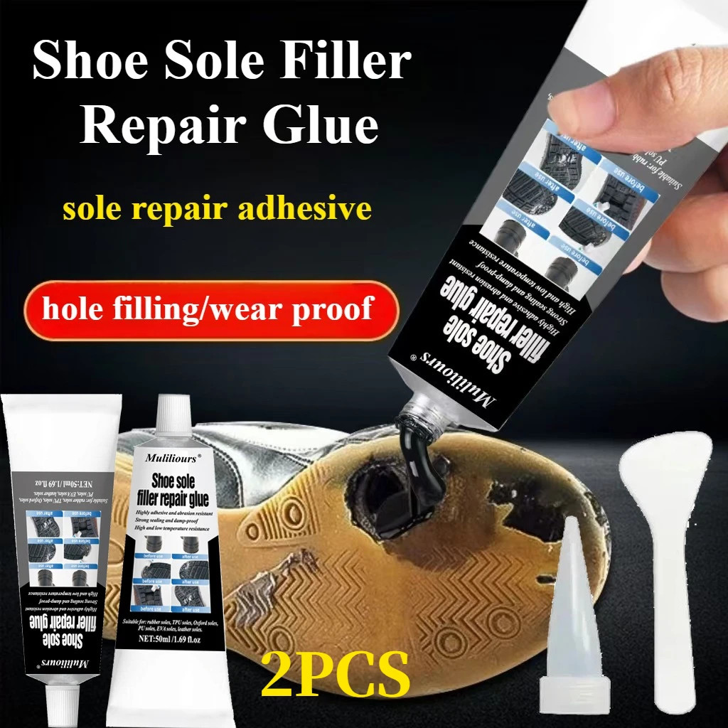2Pcs Shoe Repair Glue Kit White Black Sole Waterproof Sealant Crack Repair Agent