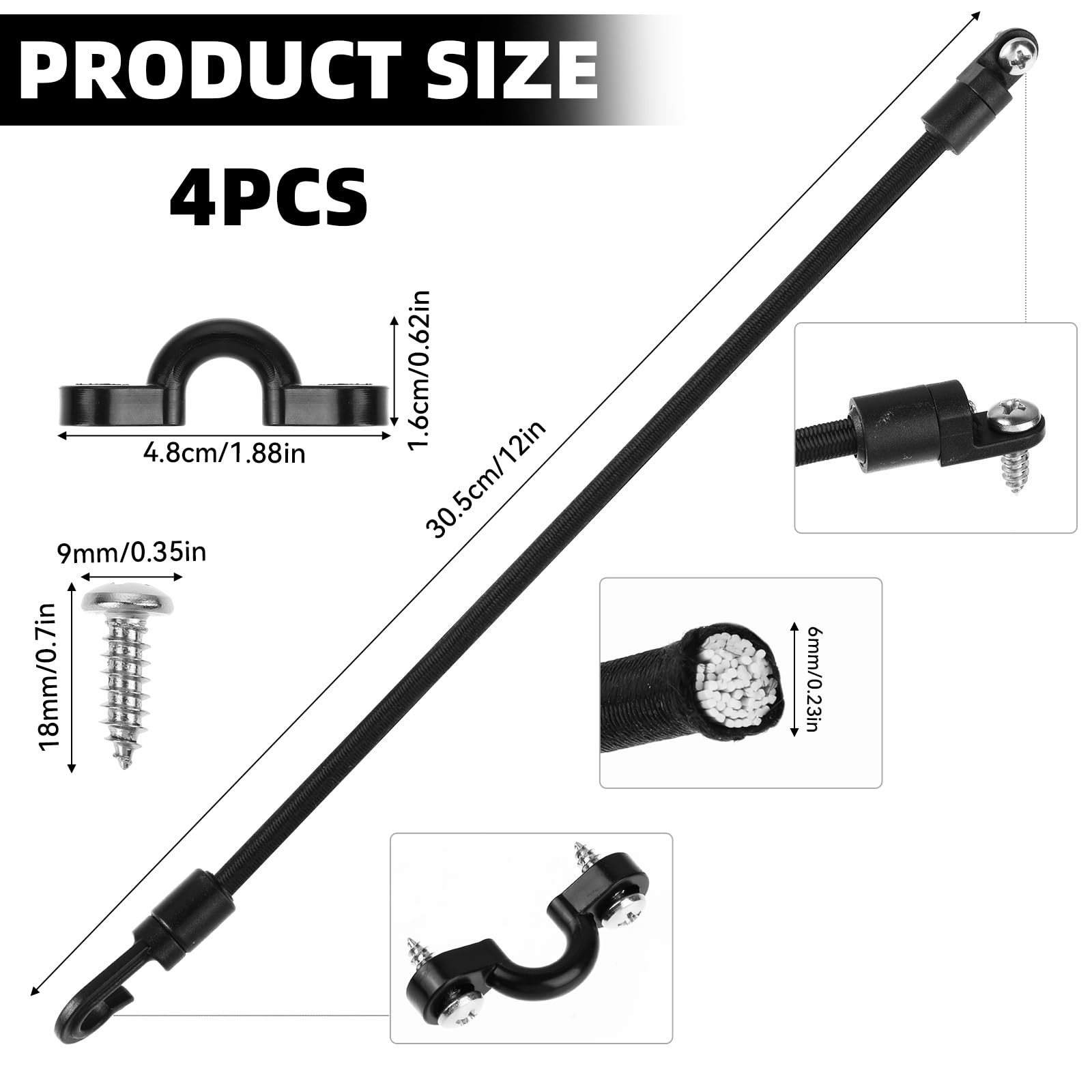 Rod Straps for Boat Deck, 12 Inches Fishing Holder 30.5cm x 6mm