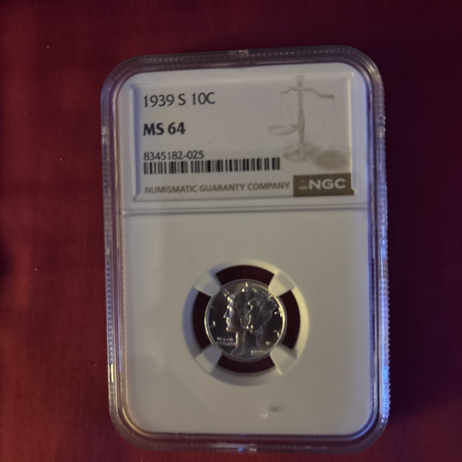 1939 S Mercury Dime MS 64 Graded. Could Be Full Bands, But The Coin Is Beautiful