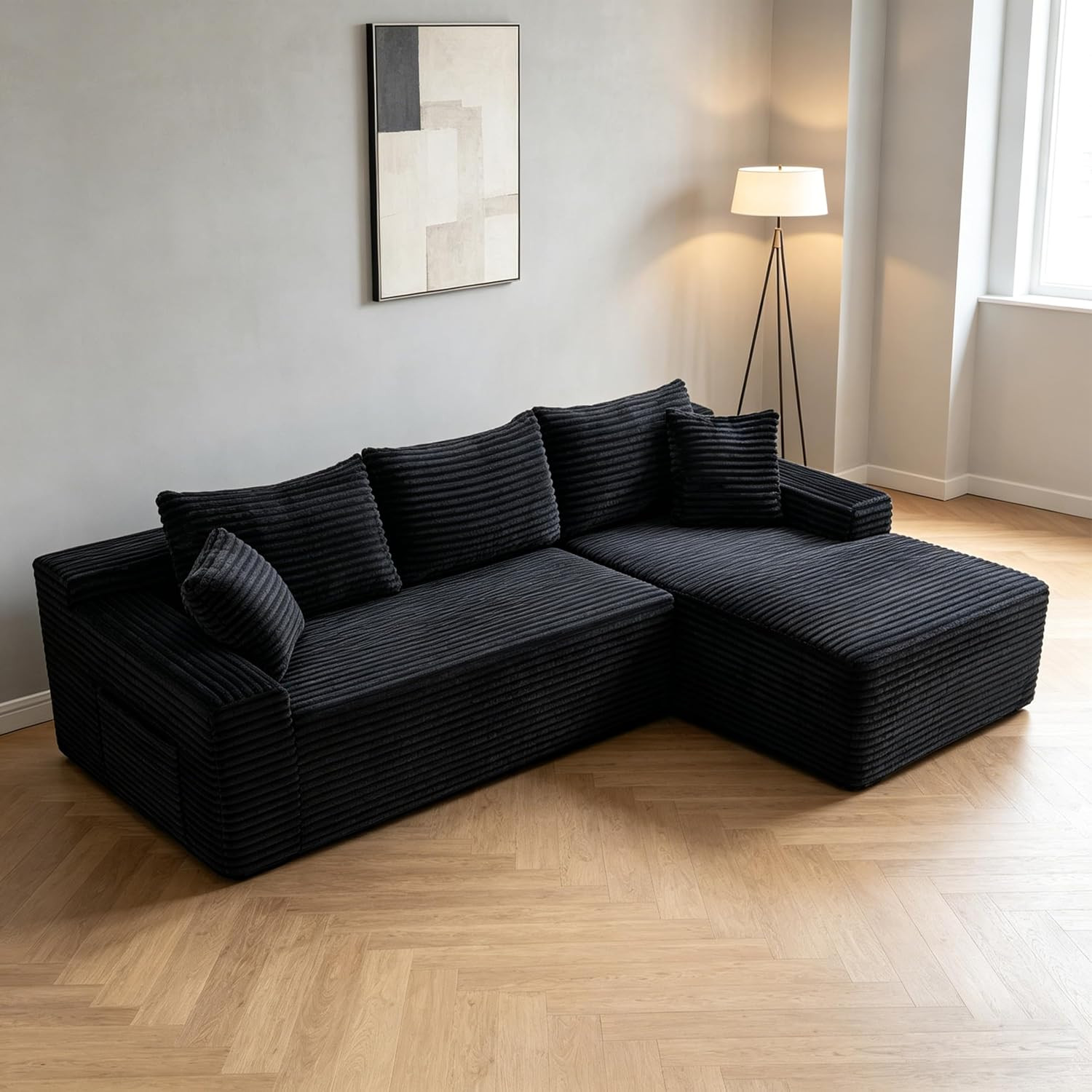 106-Inch L-Shaped Right Facing Boneless Corner Sofa 2 PCS Modular Sectional Clou