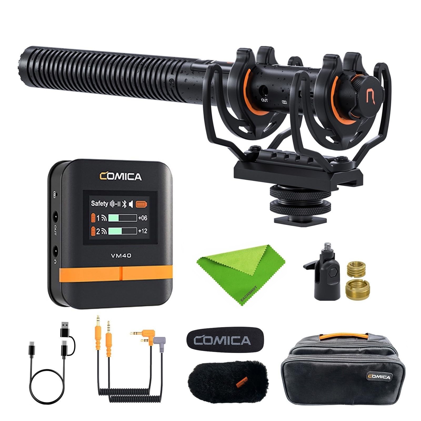 COMICA VM40 Wireless Shotgun Microphone,2.4G Super Cardioid Polar Pattern,48k...