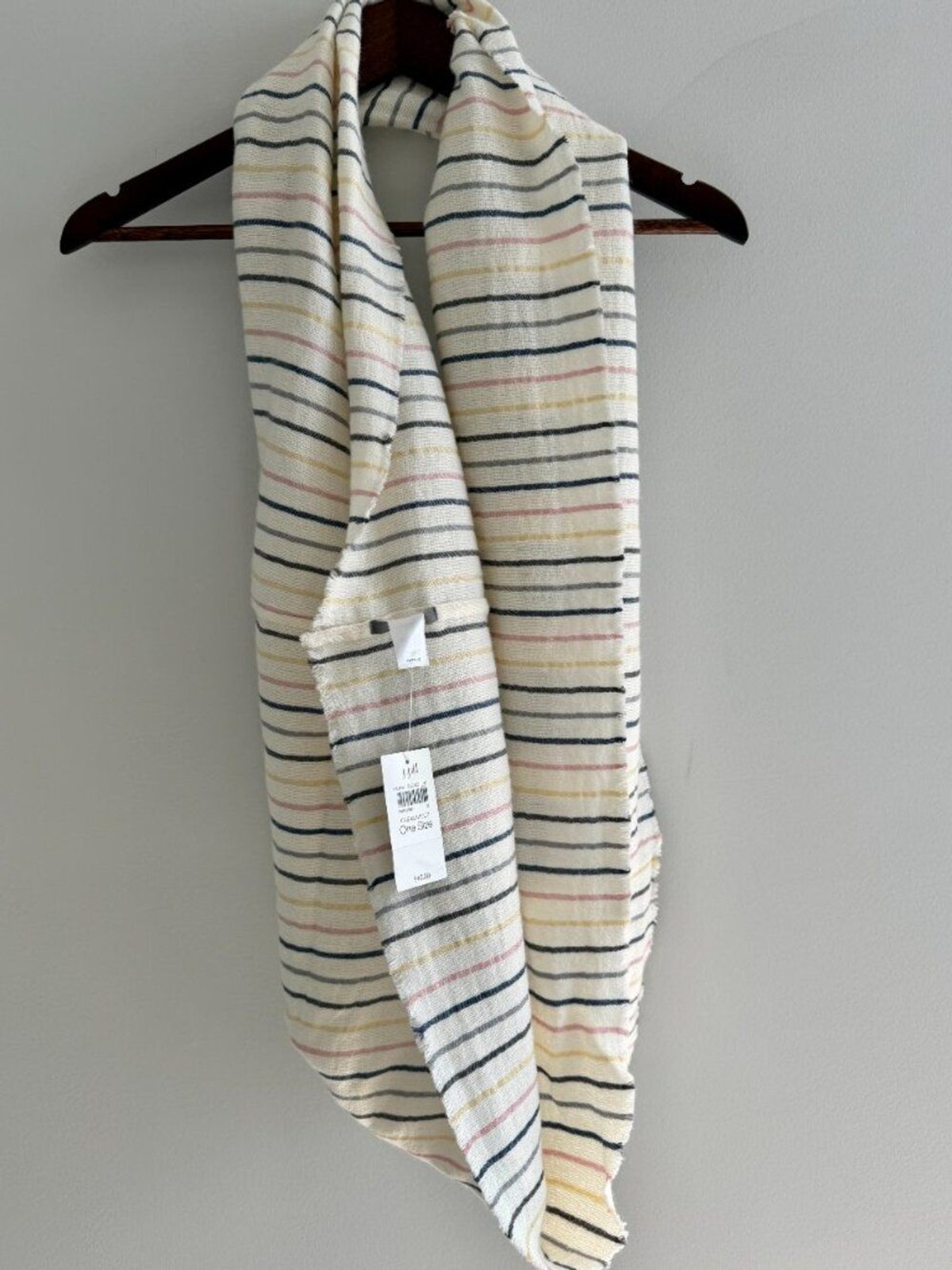 J. Jill NWT Striped Infinity Scarf Rayon Wool Blend Lightweight Loop One Size