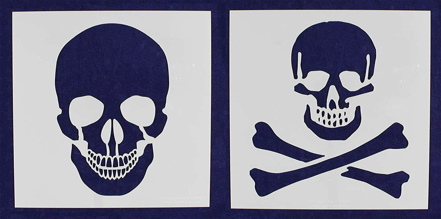 2 Piece Set Skull & Skull & Bones Stencils 14 Mil 16" X 16" Painting /Crafts/ Te