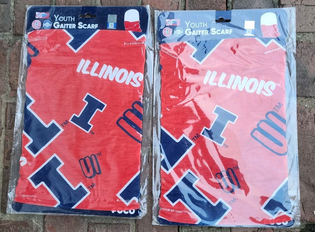 2* FOCO Officially Licensed Illinois Fighting Illini Big Logo Gaiter Scarf Youth