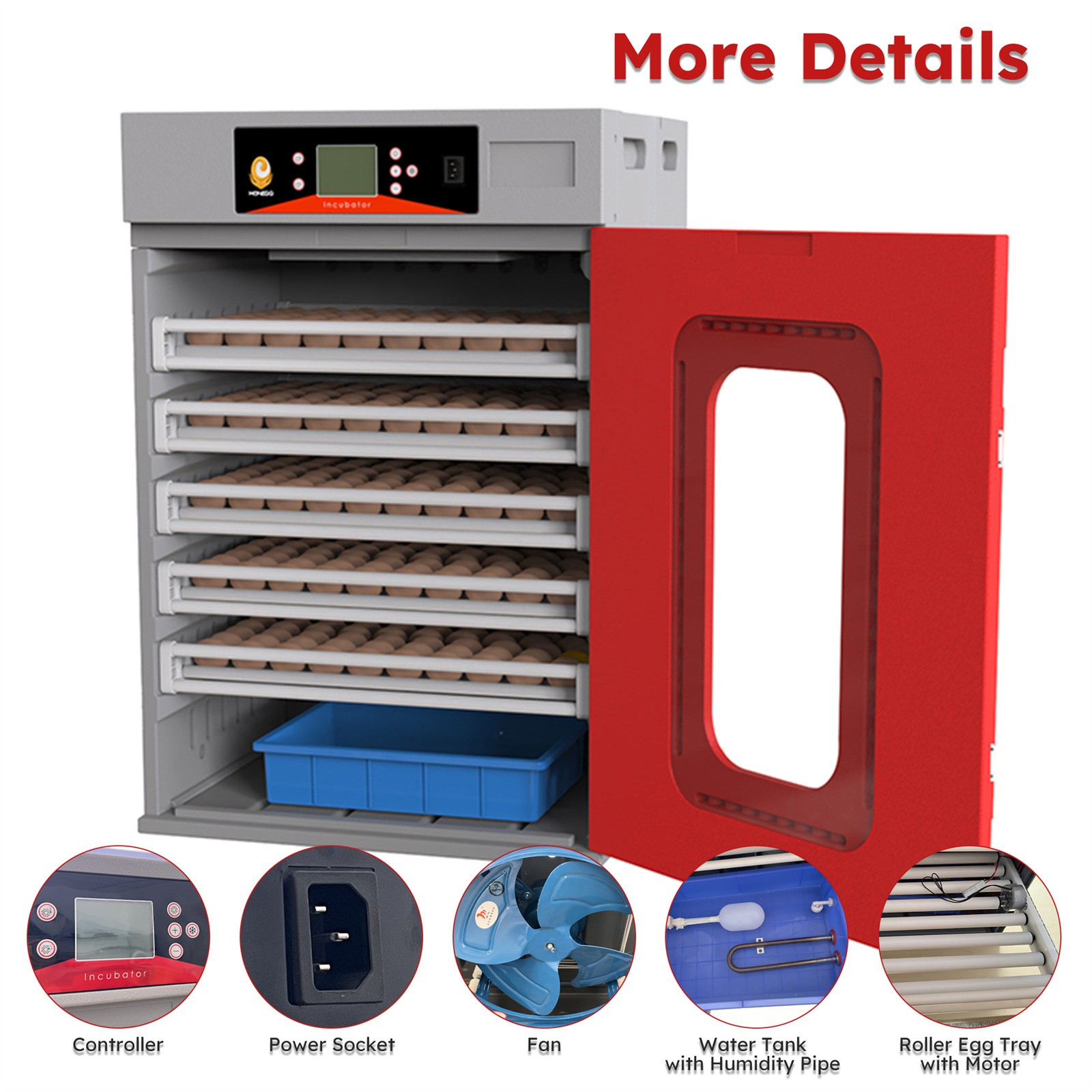 400-Egg Commercial Cabinet Incubator w/ Automatic Temperature & Humidity Control