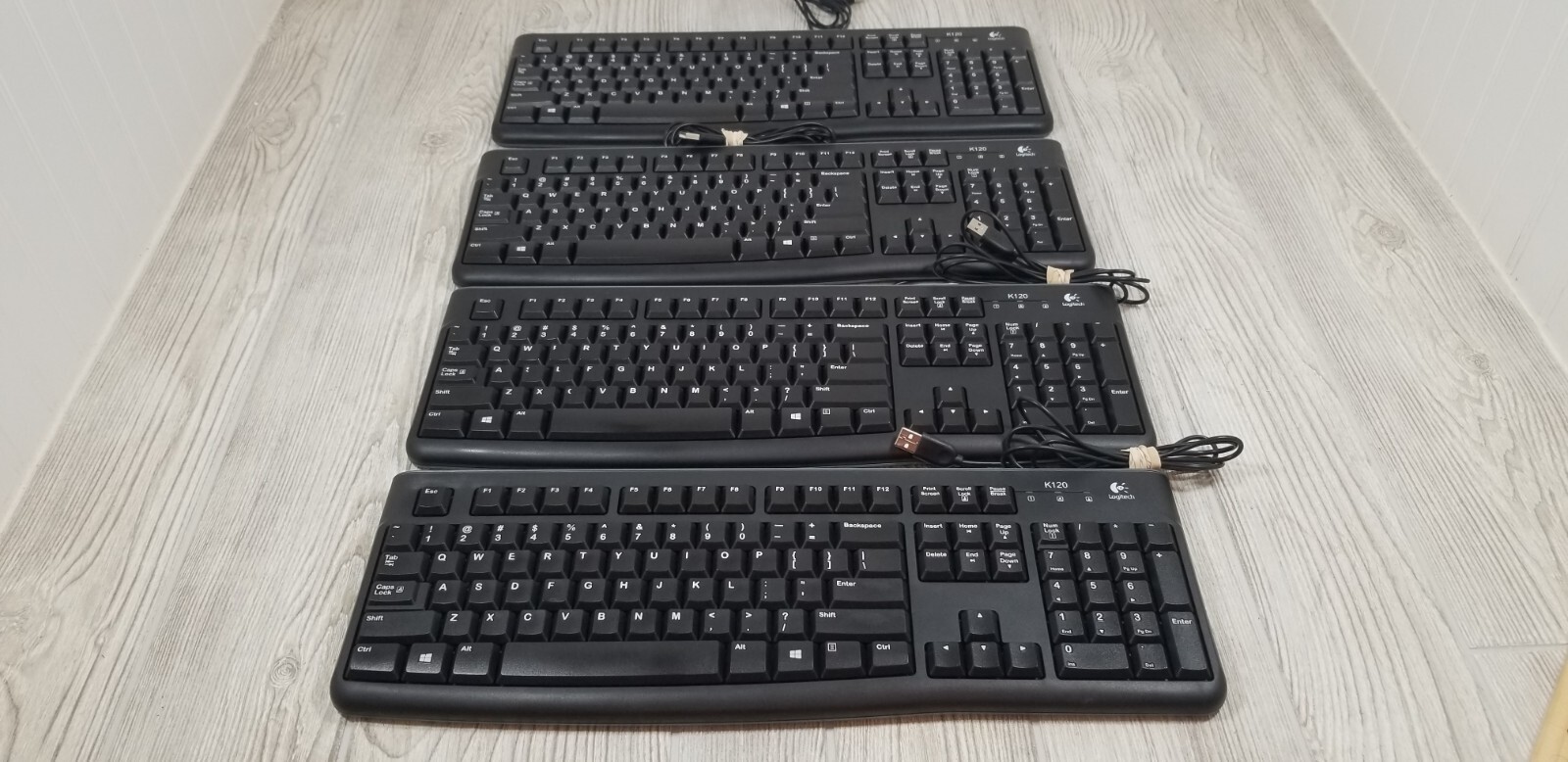 LOT OF 4 LOGITECH FULL SIZE KEYBOARDS K120 WIRED USB WORK GREAT!
