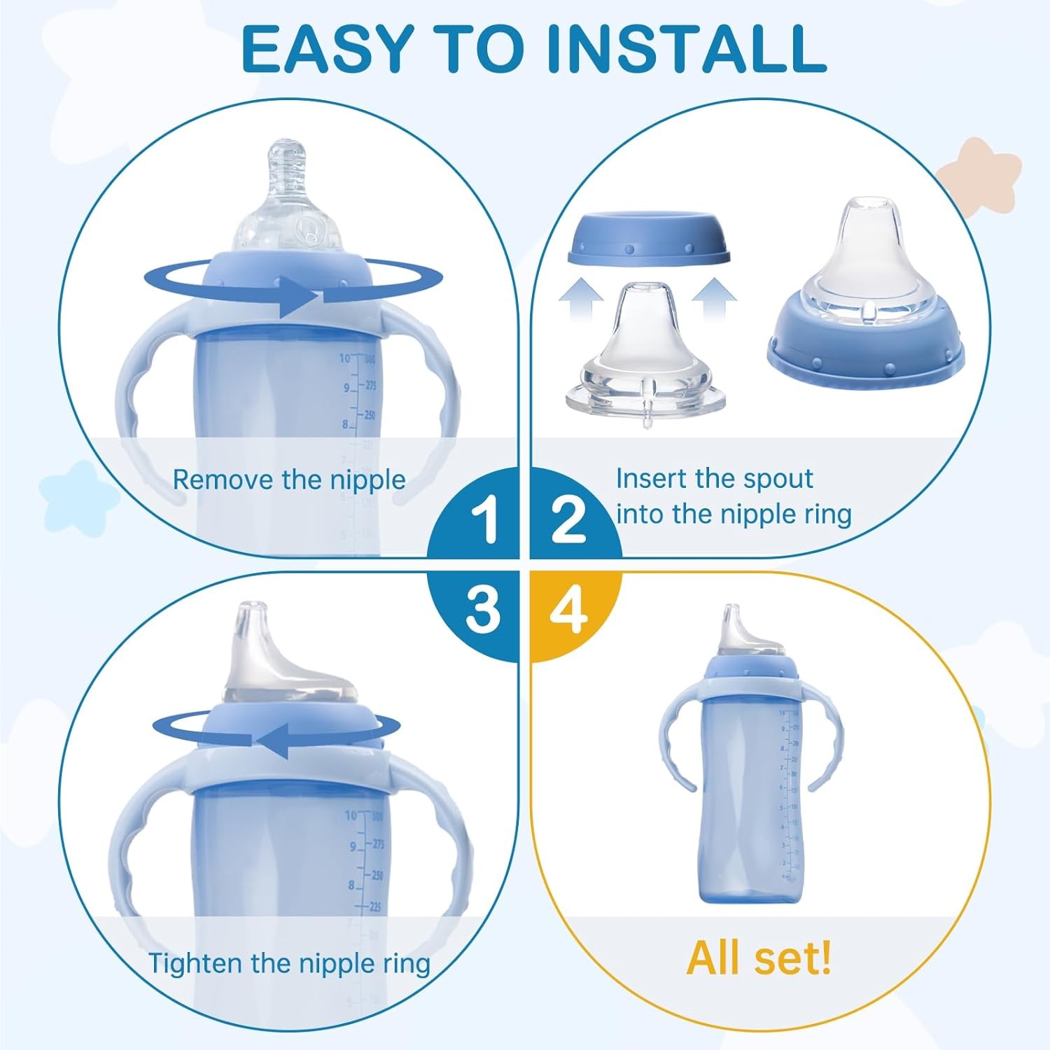 8Pack Replacement Silicone Spout Compatible with NUK, Soft Spout Replacement ...