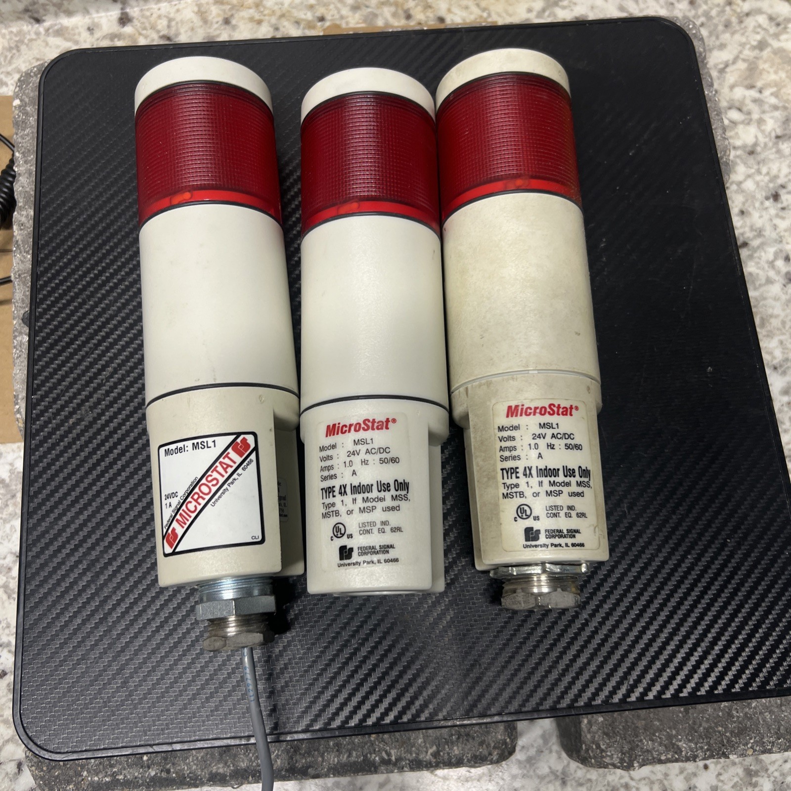 Lot Of 3- Federal Signal MSL1  Series A MicroStat Red Status Indicators