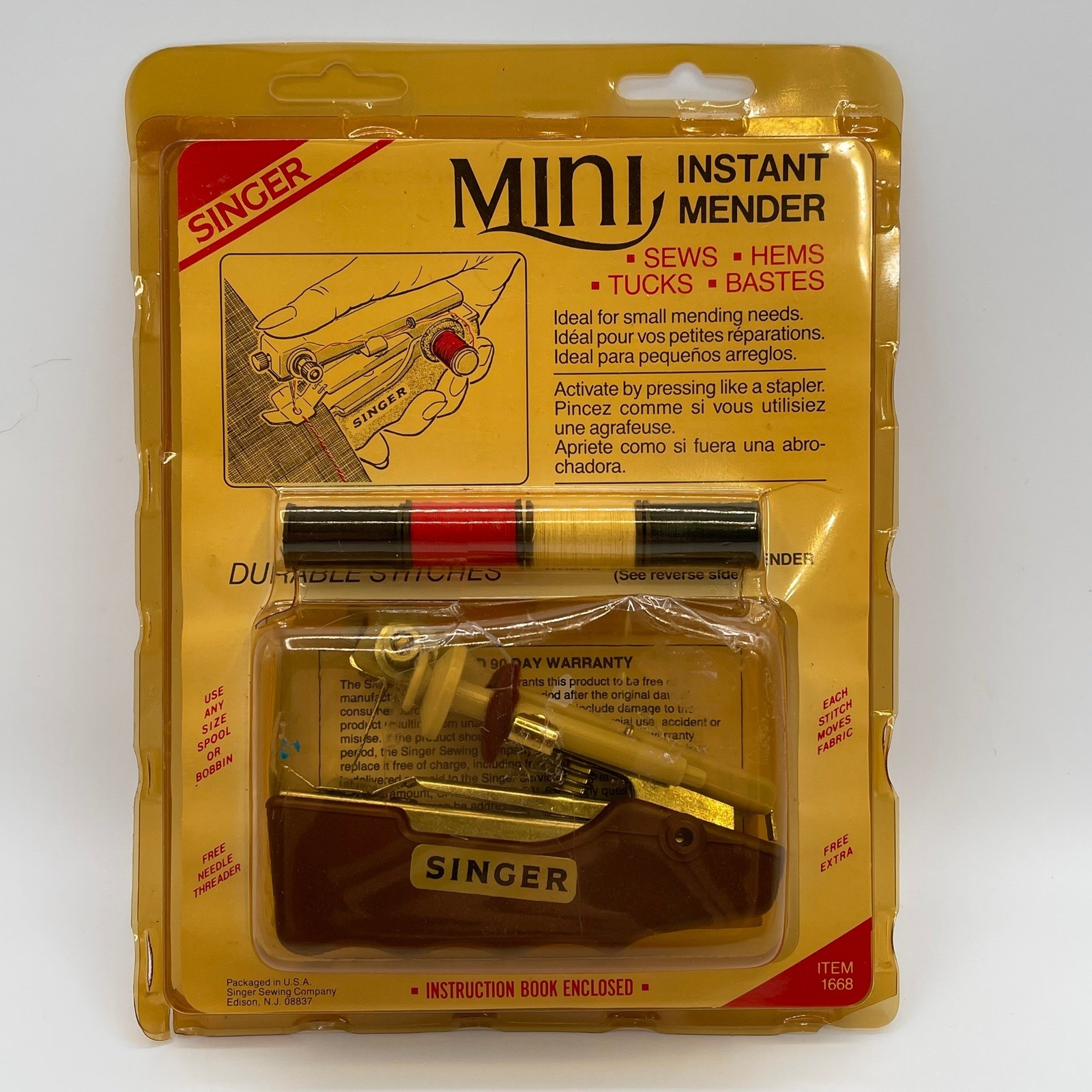 Singer Mini Instant Mender Hand Held Stitching Device Vintage Item 1668 Brown