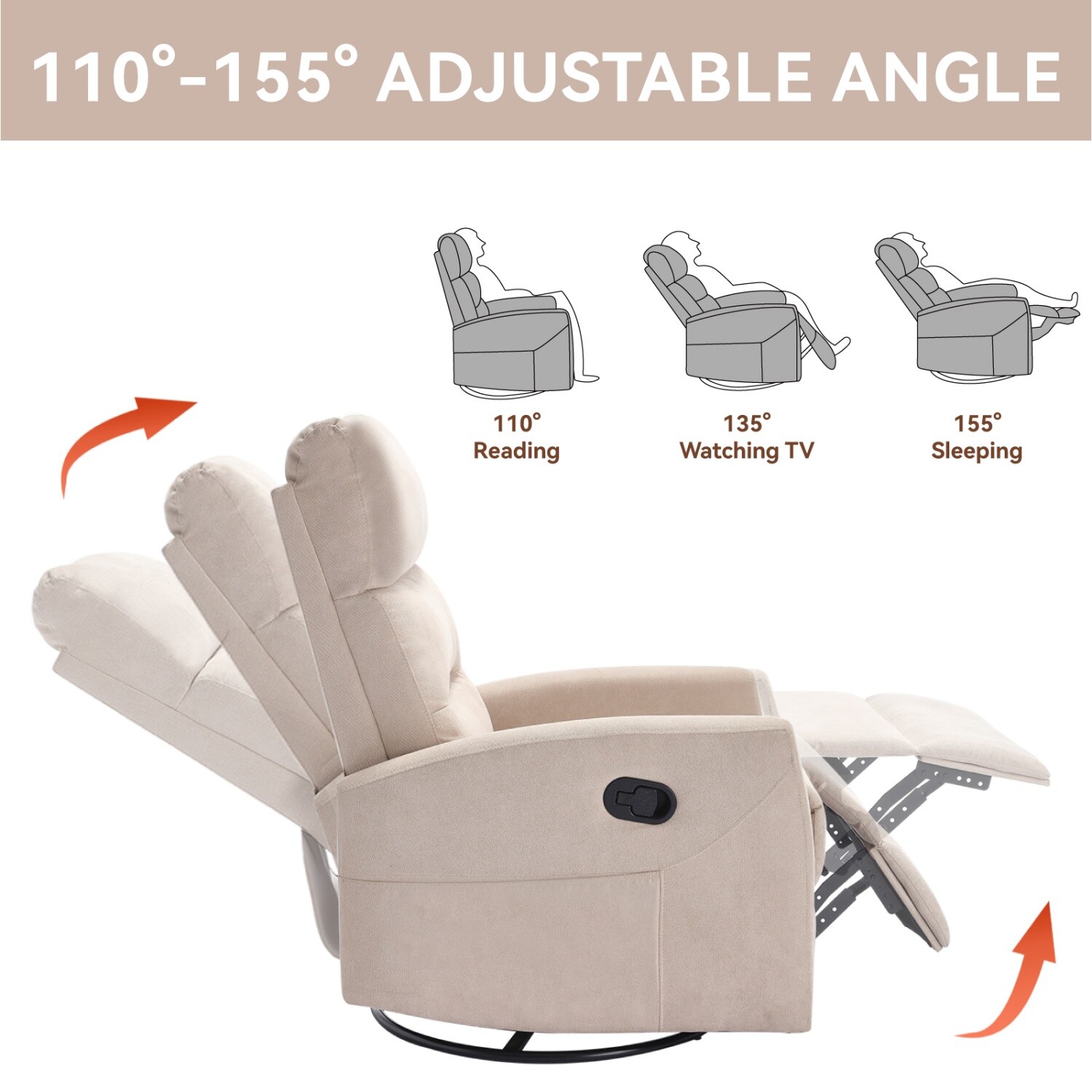 360° Swivel Recliner Chairs Modern Single Reclining Sofa Chairs for Living Room