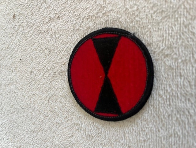 Vintage U.S. Army 7th Infantry Division Patch Hourglass Sew On Patch