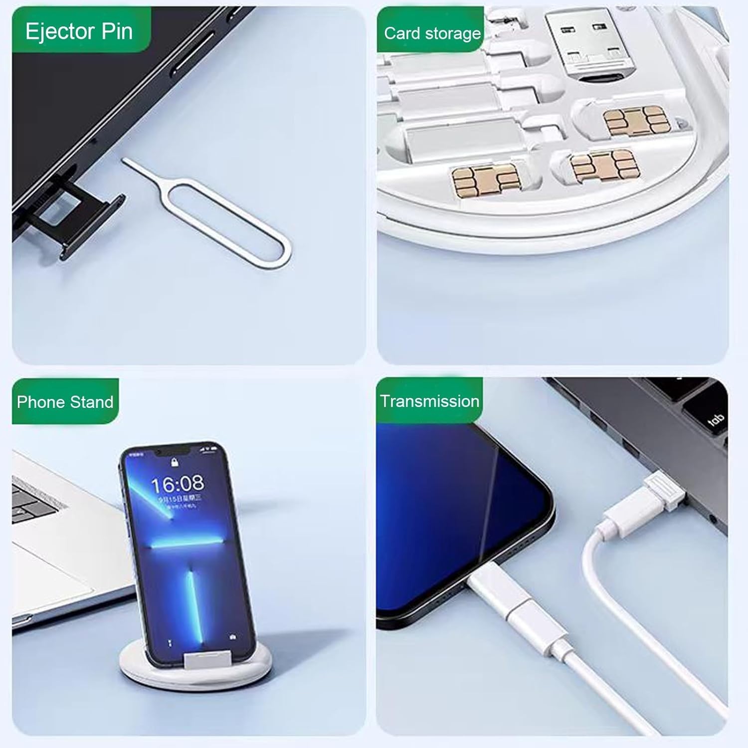 Elegantly Compact Multifunctional Data Cable Storage Box for USB-C & Micro-USB