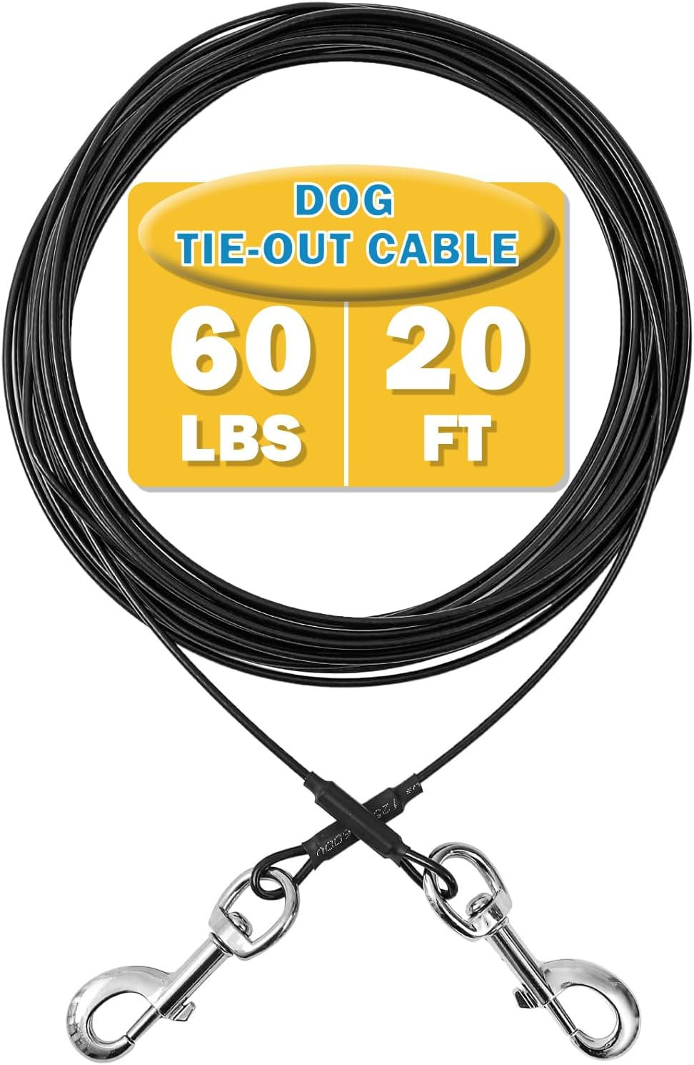 Tie Out Cable for Dogs, 50FT Dog Leads for Yard Chew Proof, Heavy Duty