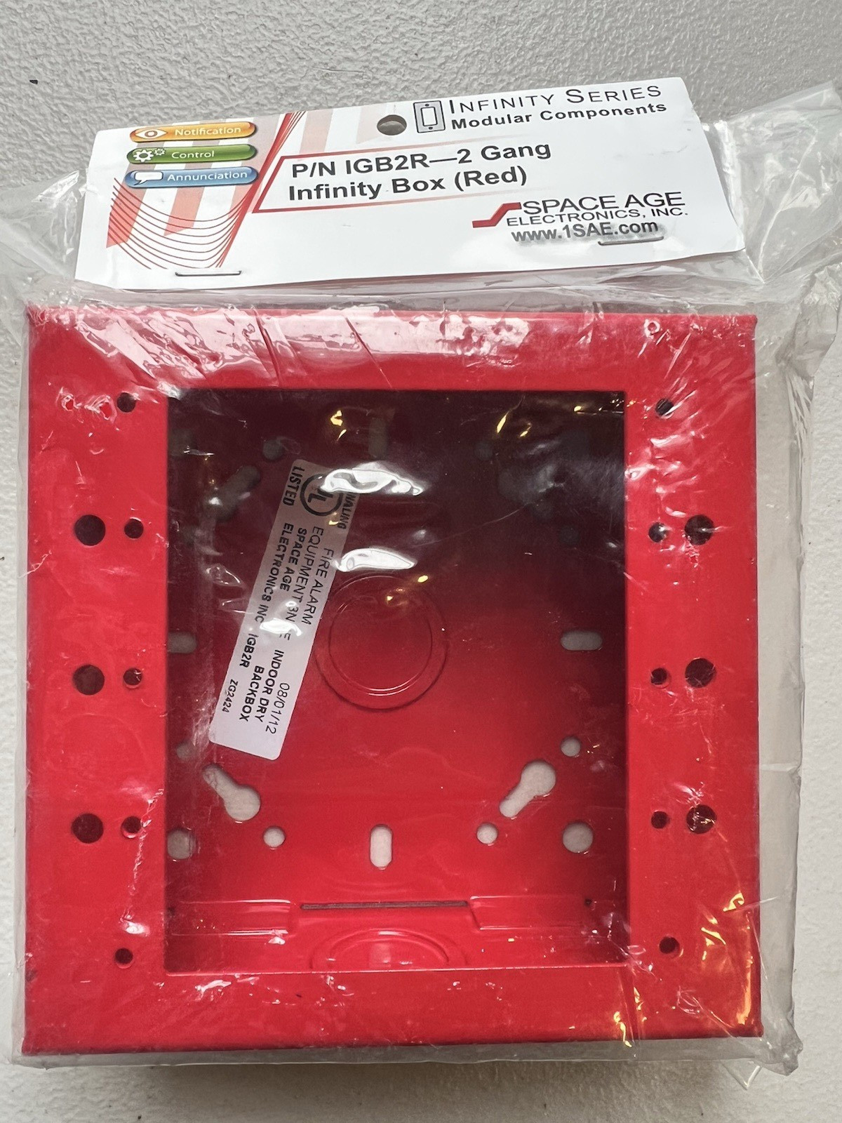 space age electronics fire alarm IGB2R-2 Gang Back Box Red