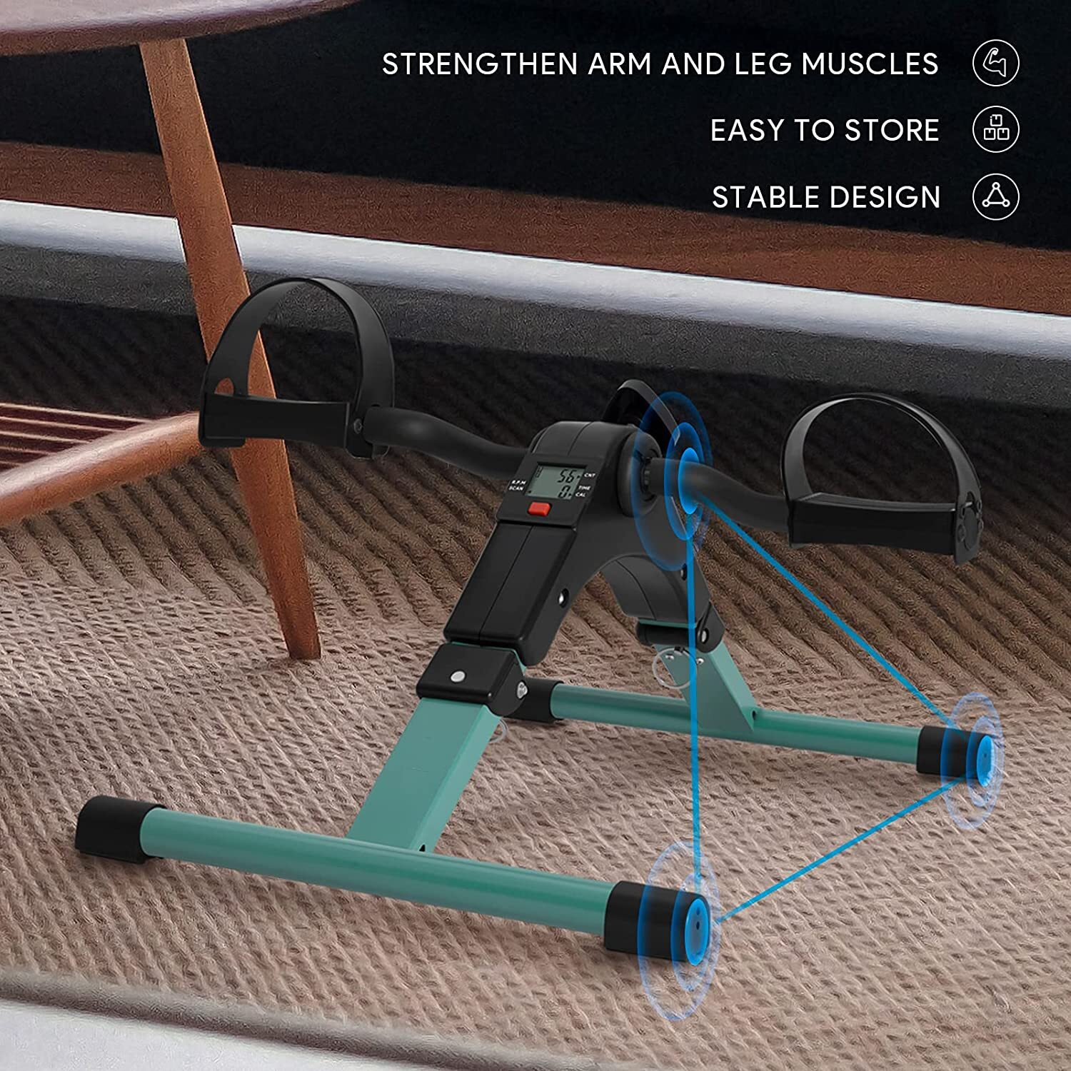 Foldable Mini Exercise Bike Cycle Mini Stepper Bike Pedal Exerciser LCD Display