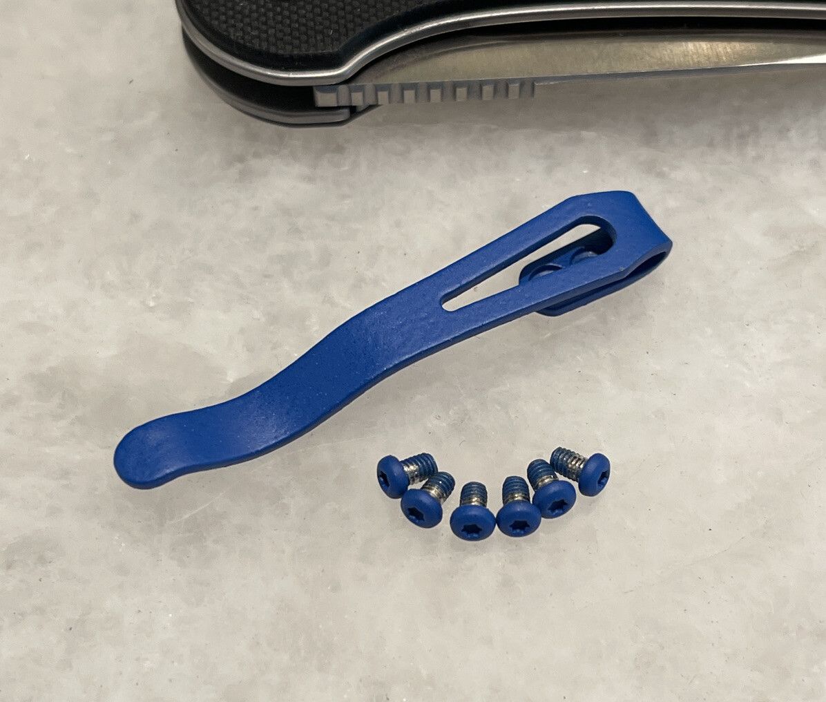 Blue Titanium Deep Pocket Clip with Blue Screw Set For CIVIVI Elementum Knife