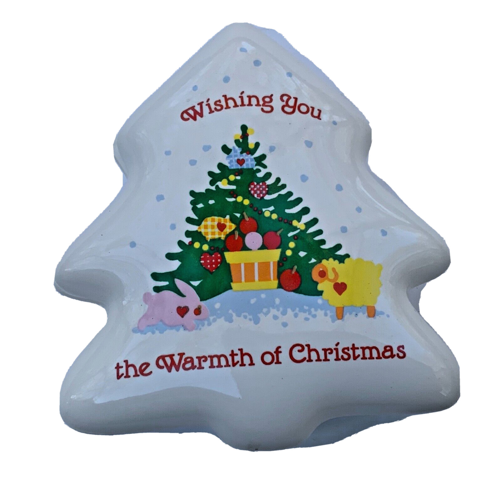 Papel Christmas Tree shaped Trinket Box 4” Wishing you the warmth of Christmas