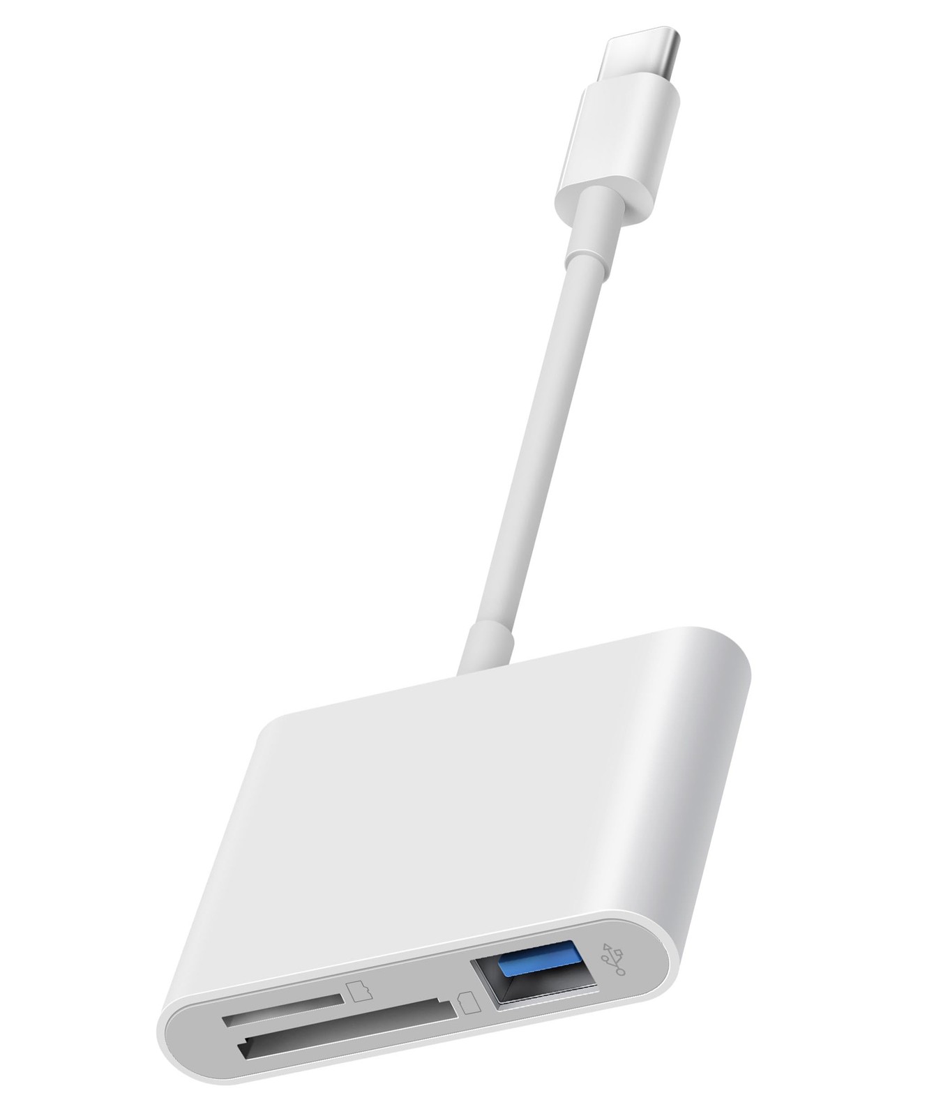 MujuDoler USB C SD Card Reader for iPhone 15 16 iPad One USB-C plug, White