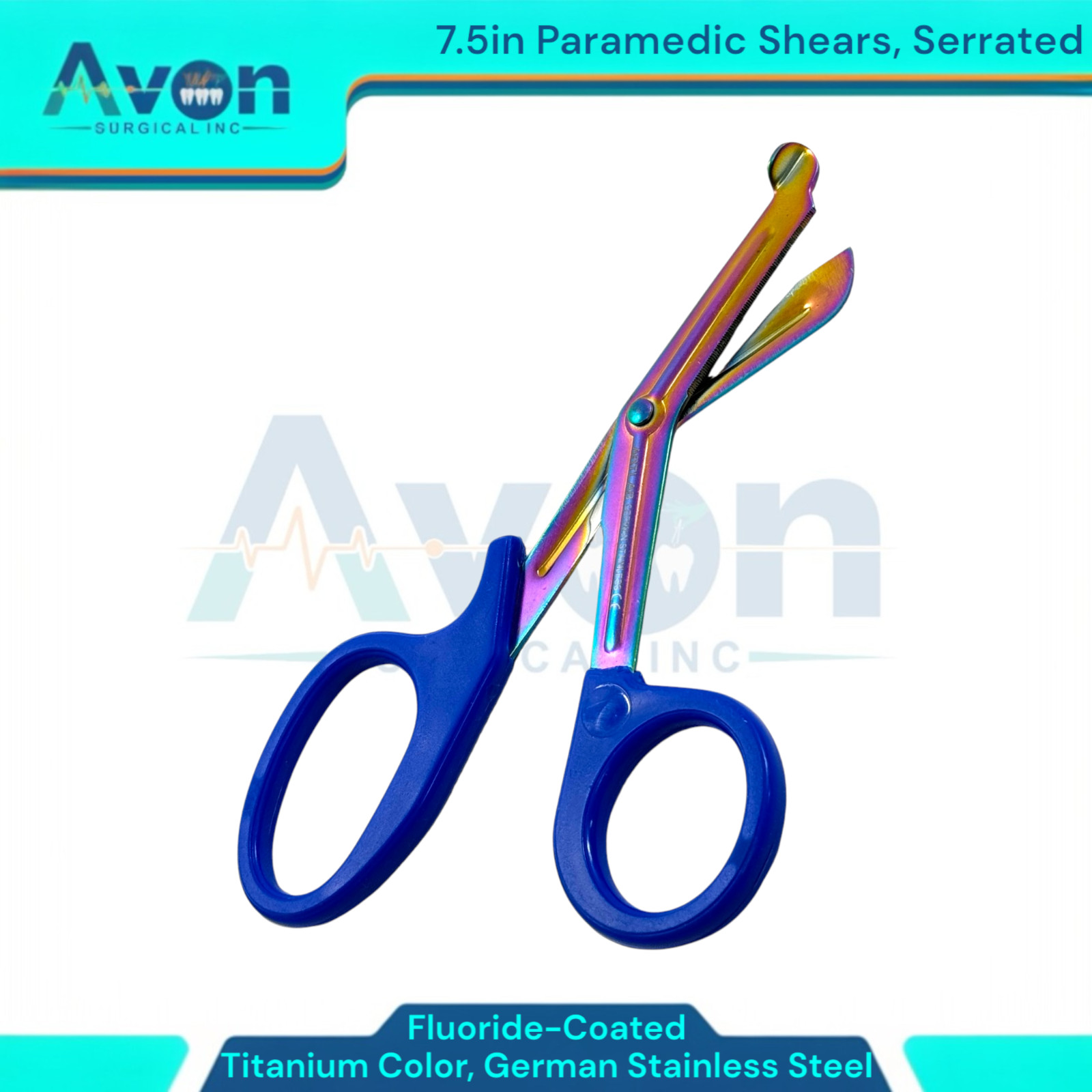 7.5" EMT Trauma Utility Scissors, Serrated, Fluoride Coated, Multi-Purpose