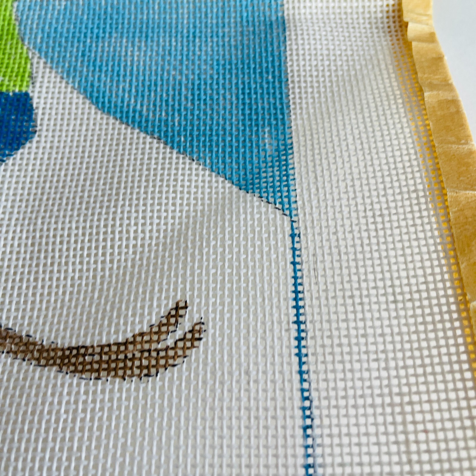 Hand Painted Needlepoint Pattern Canvas Boy Skiing Ski Scarf Blue Sky
