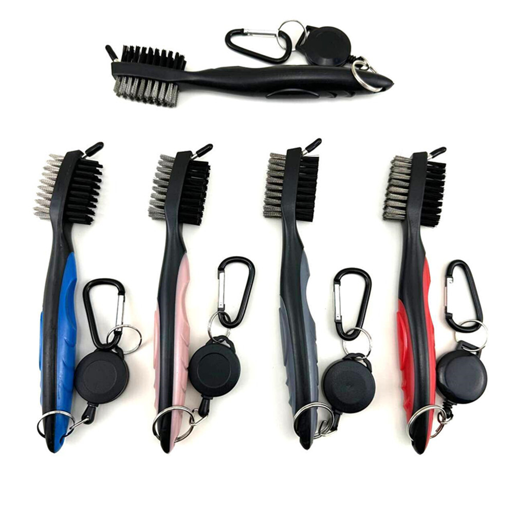 Golf Club Brush Cleaner Clear Tool For Club Head and Golf Shoes With Retractable