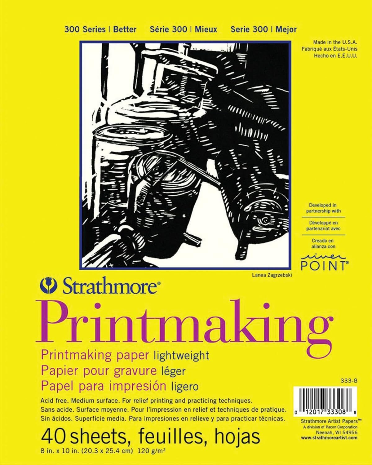 300 Series Printmaking Paper Pad, Glue Bound, 8x10 inches, 40 Sheets (120g) - Ar