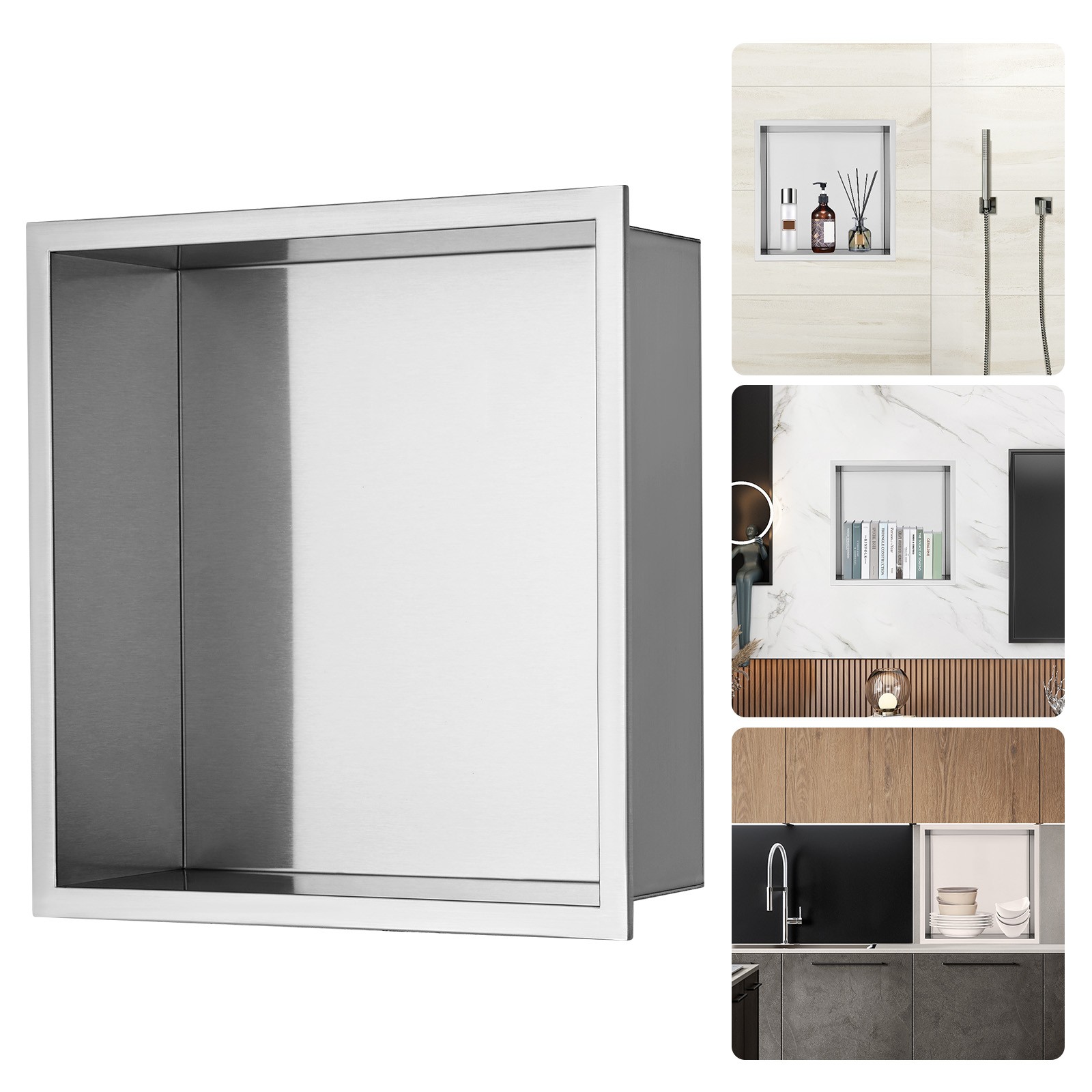 Uimoso Stainless Steel Shower Niche 13x13" Double Shelf Wall-inserted for Shower