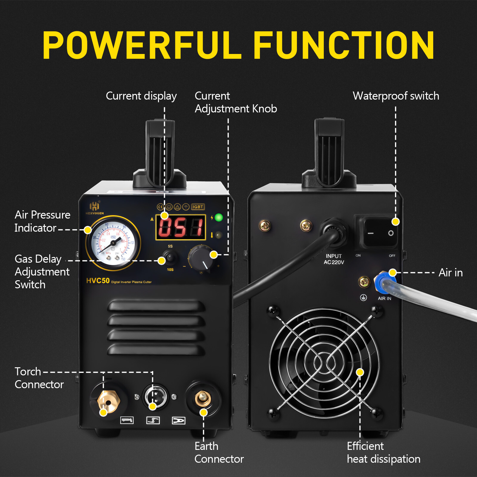 Plasma Cutter 50A HF Touch Pilot Arc Air Cutting Machine Professional Equipment