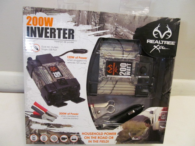 Realtree Xtra 200W Inverter Dual AC Outlets, USB Port, 10012