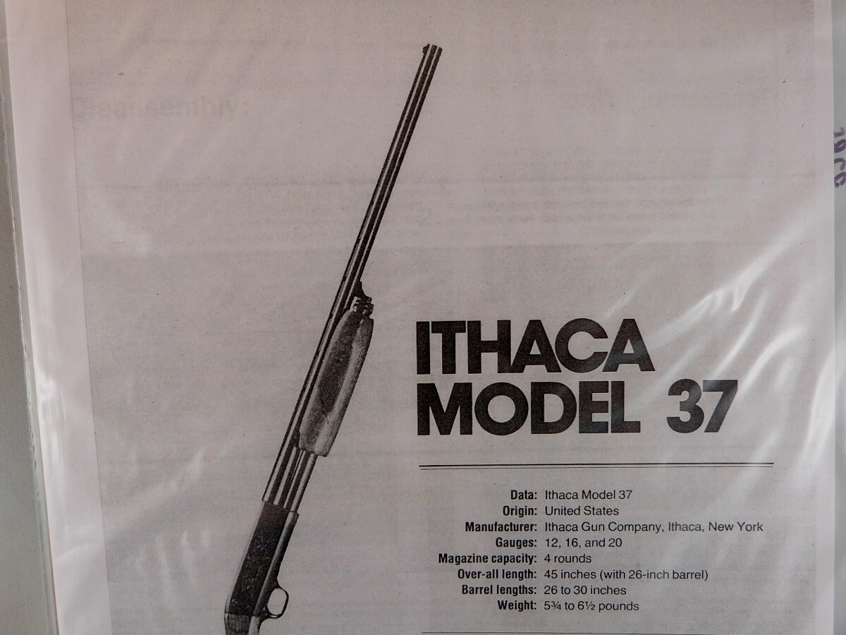 ITHICA MODEL 37 SHOTGUN BREAK DOWN INSTRUCTION KIT a