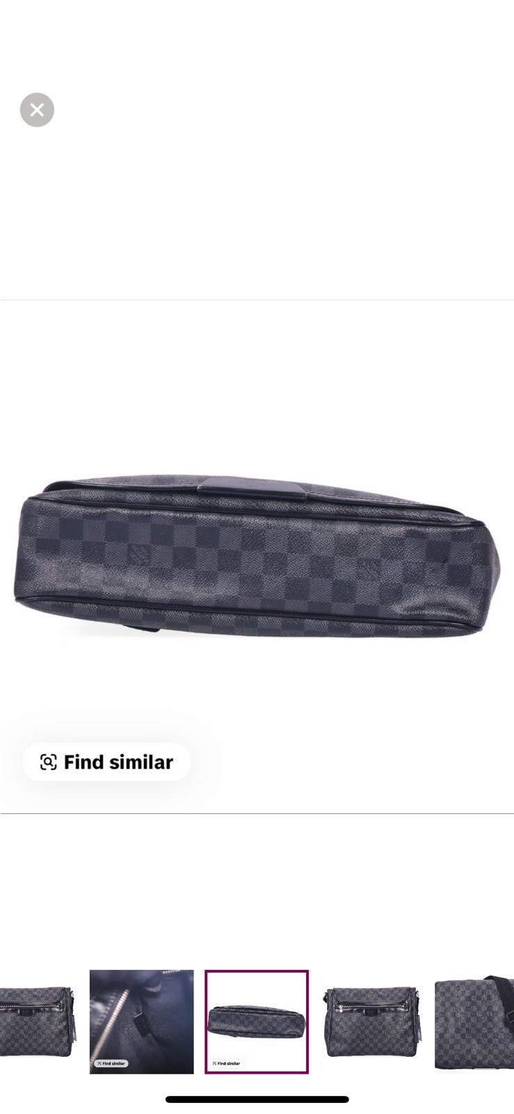 Louis Vuitton Damier Graphite Shoulder Bag Adjustable Strap Zipper Accent Unisex