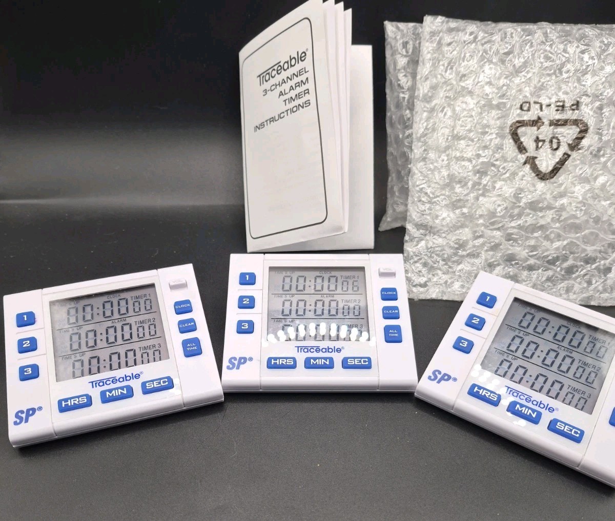 Lot of 3 SP Traceable 3-Channel Lab Timers Triple Display 5000 Alarm Manual