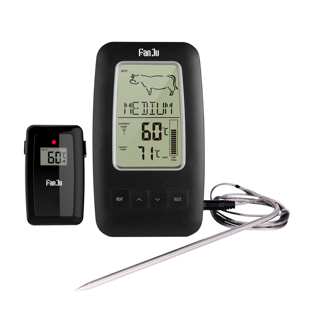 Digital Meat Cooking Thermometer Wireless Remote BBQ Grill Smoker Oven Preset