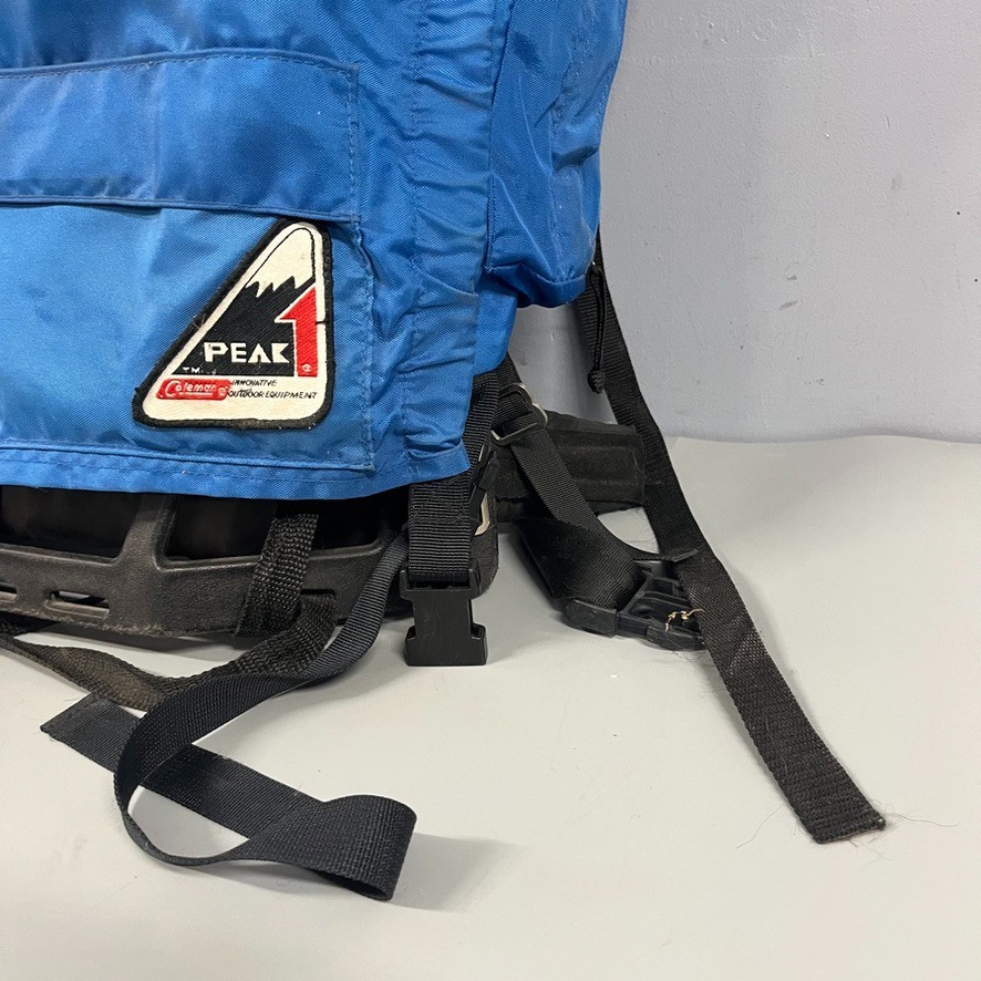 Vintage Coleman Peak 1 External Frame Hiking Backpack Blue Camping Pack Large