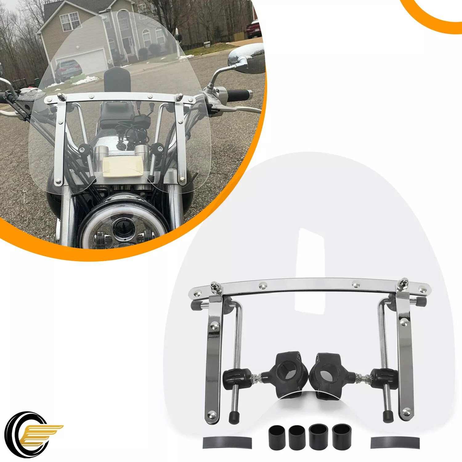 18"x16" Motorcycle Windshield For Honda Shadow VLX 600 VTX1300 Yamaha V Star