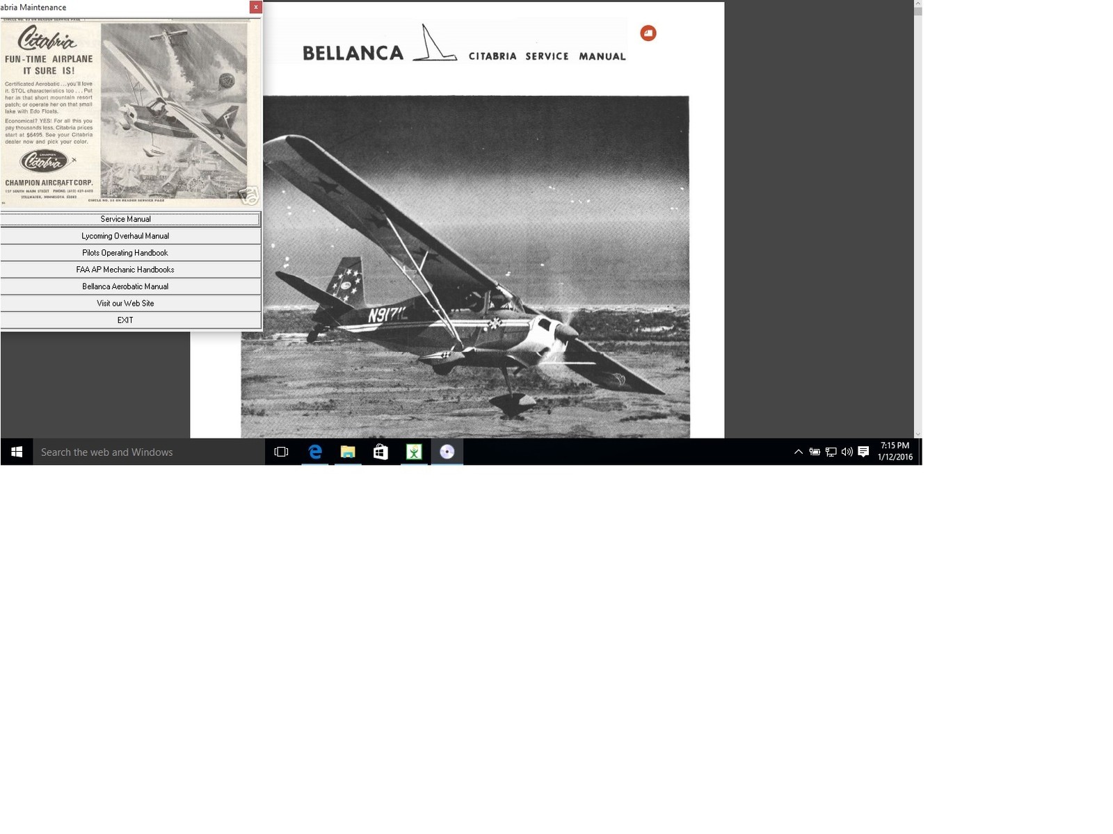 Bellanca Citabria Service maintenance manual  pilot engine n aerobatic w/A/Ds